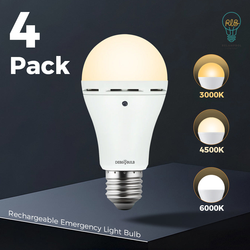 4 Pack 6000k Rechargeable Emergency Light Bulb with remote