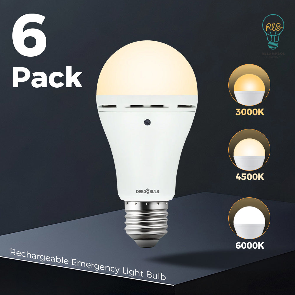 6 Pack 6000k Rechargeable Emergency Light Bulb with remote