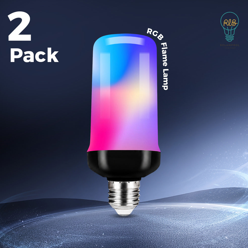 2 pack 1.7W LED Flame Effect RGB Bulb