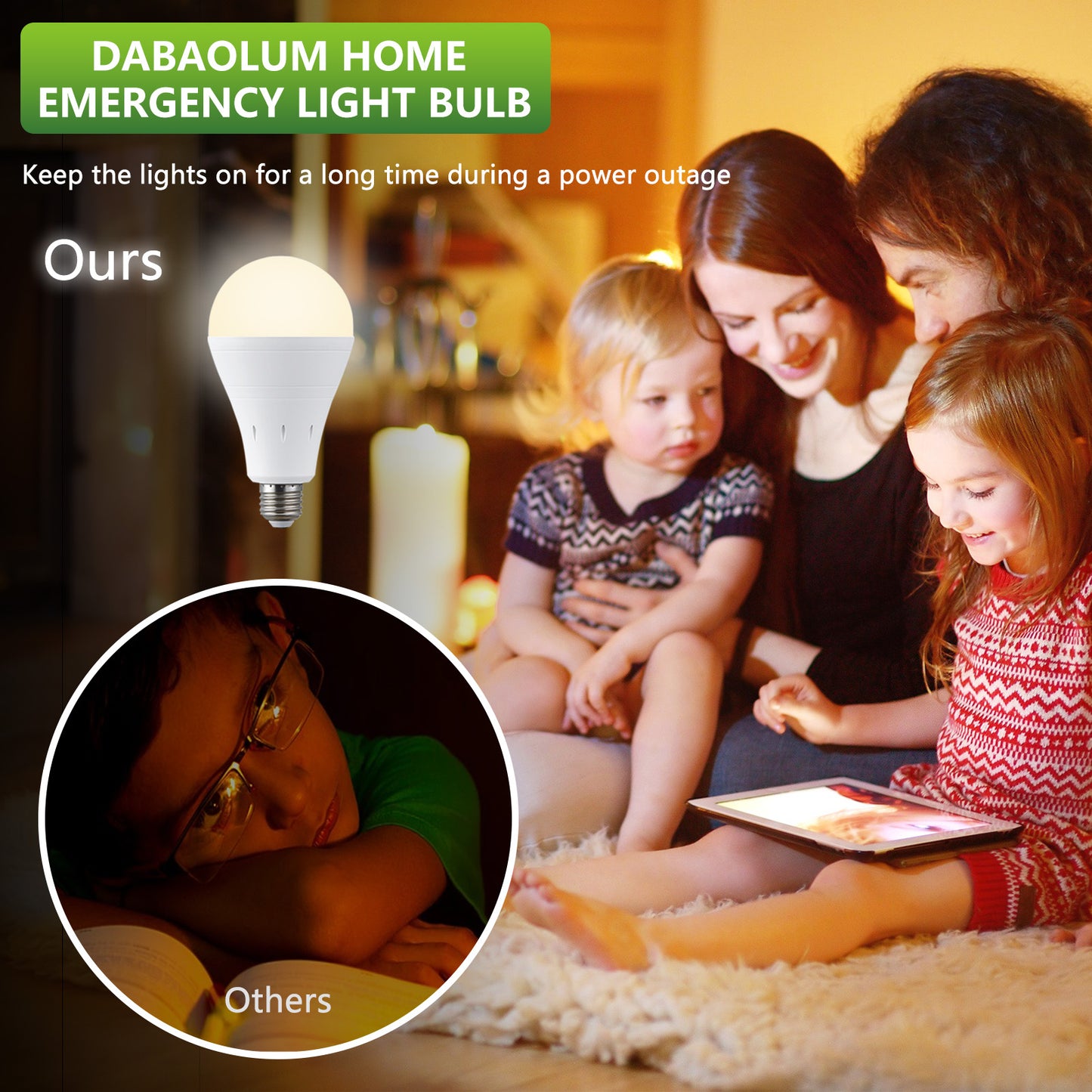 4 Pack Rechargeable Battery Operated Emergency Light Bulb E26 120 Volt 9W 3000K