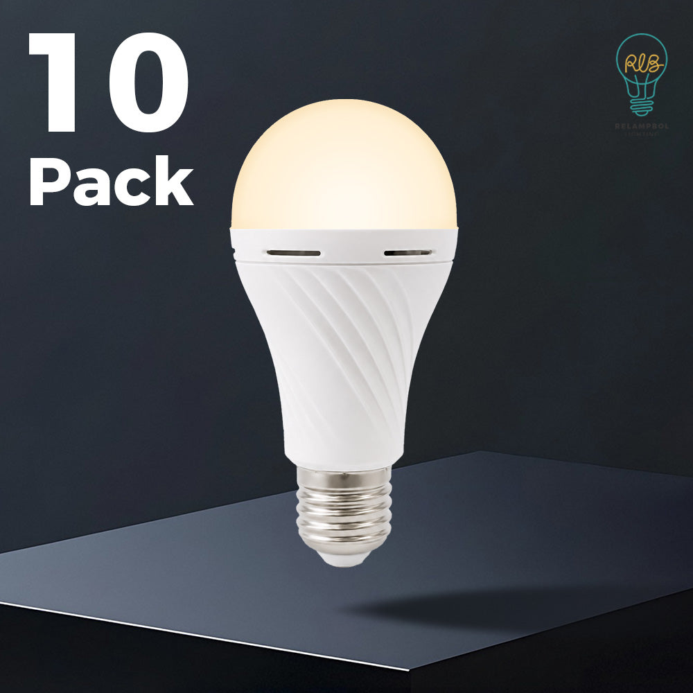 10 Pack A60 7K 3000k Rechargeable Emergency Light Bulb.