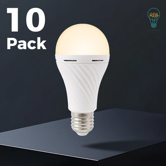 10 Pack A60 7K 3000k Rechargeable Emergency Light Bulb.