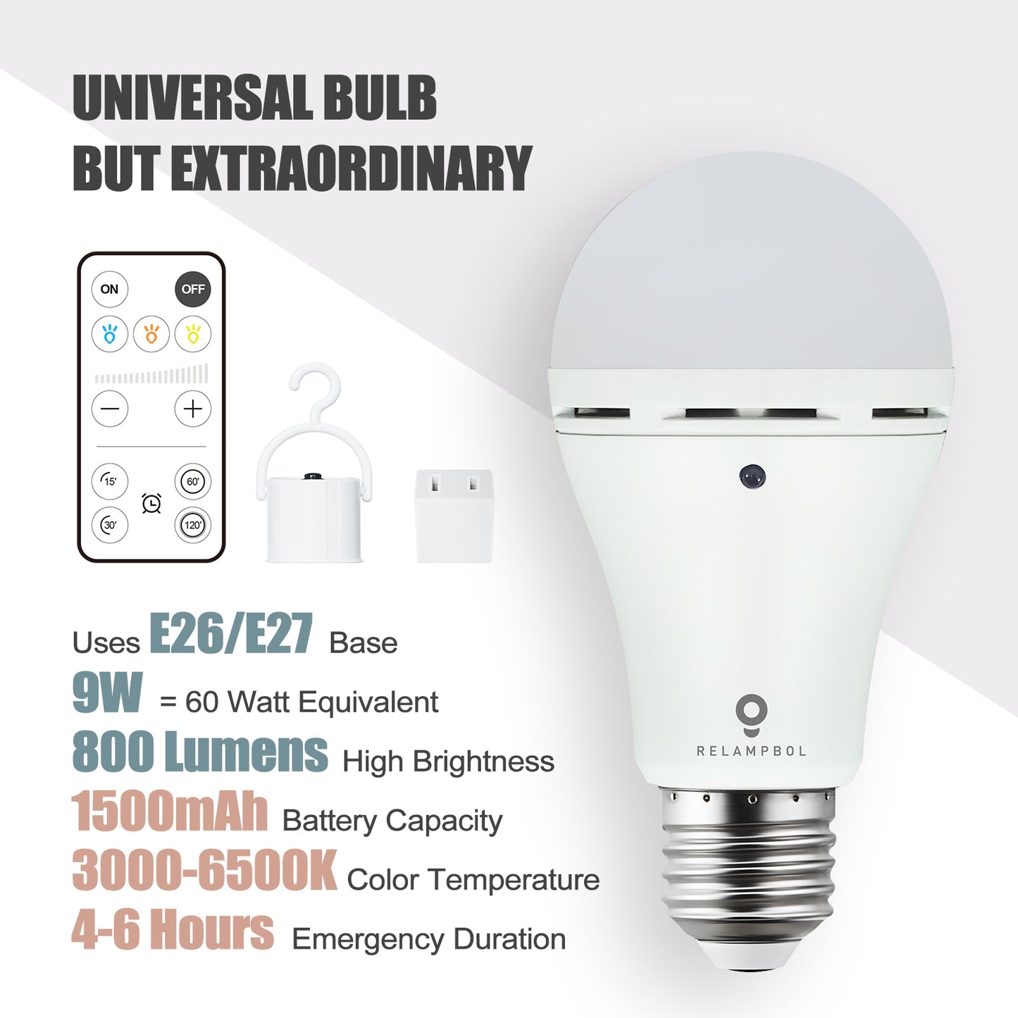 10 Pack Omni Rechargeable Emergency Light Bulbs with Remote 9W 3 Color Shift Dimmable