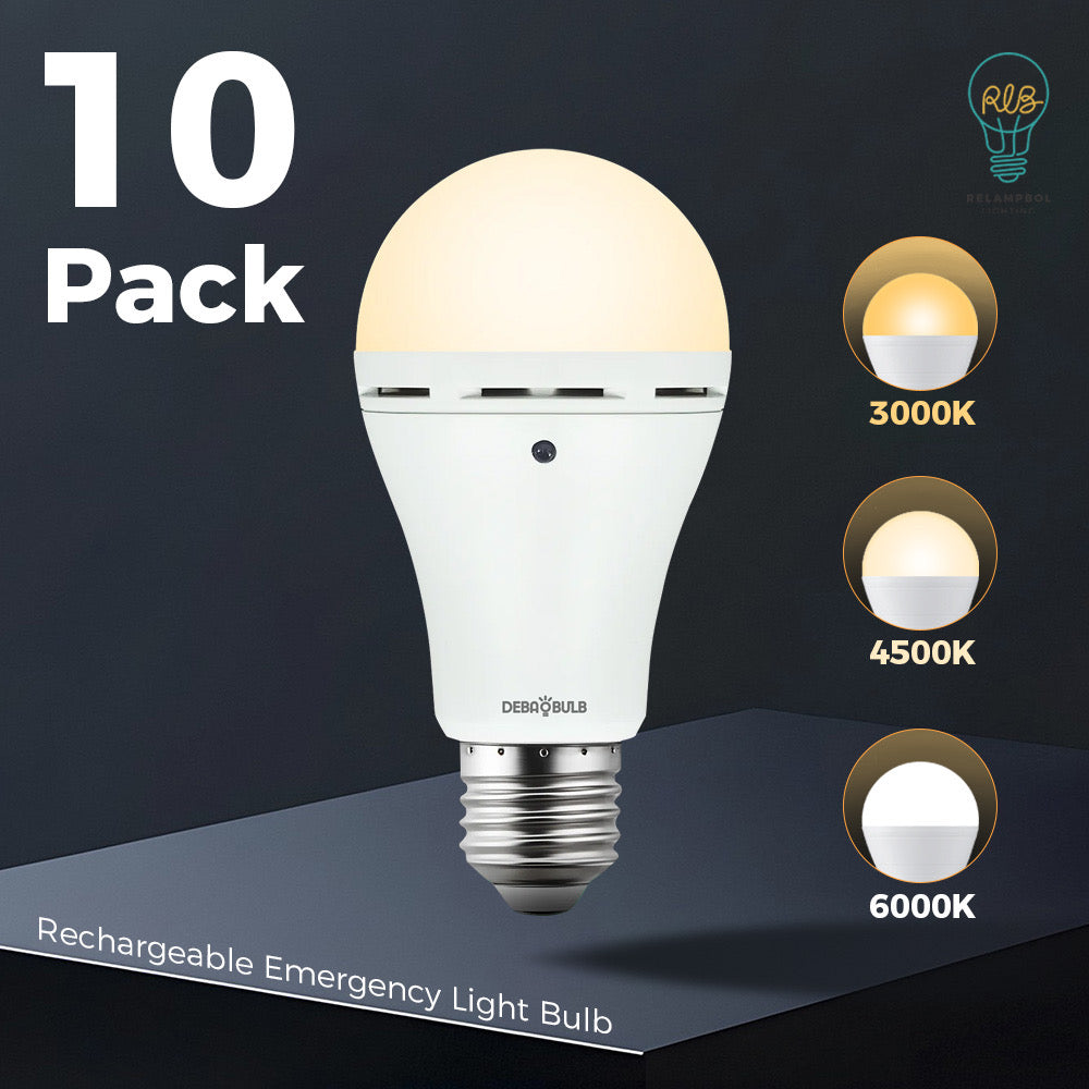 10 Pack 6000k Rechargeable Emergency Light Bulb with remote