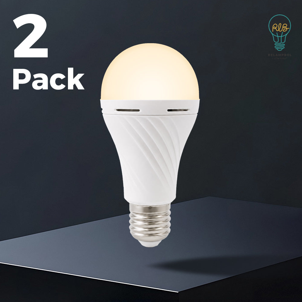 2 Pack  A60 7K 3000k Rechargeable Emergency Light Bulb.