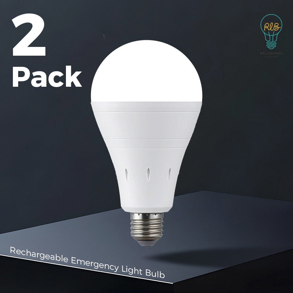 2 Pack  A60 7K 6000k  1200mah Rechargeable Emergency Light Bulb.