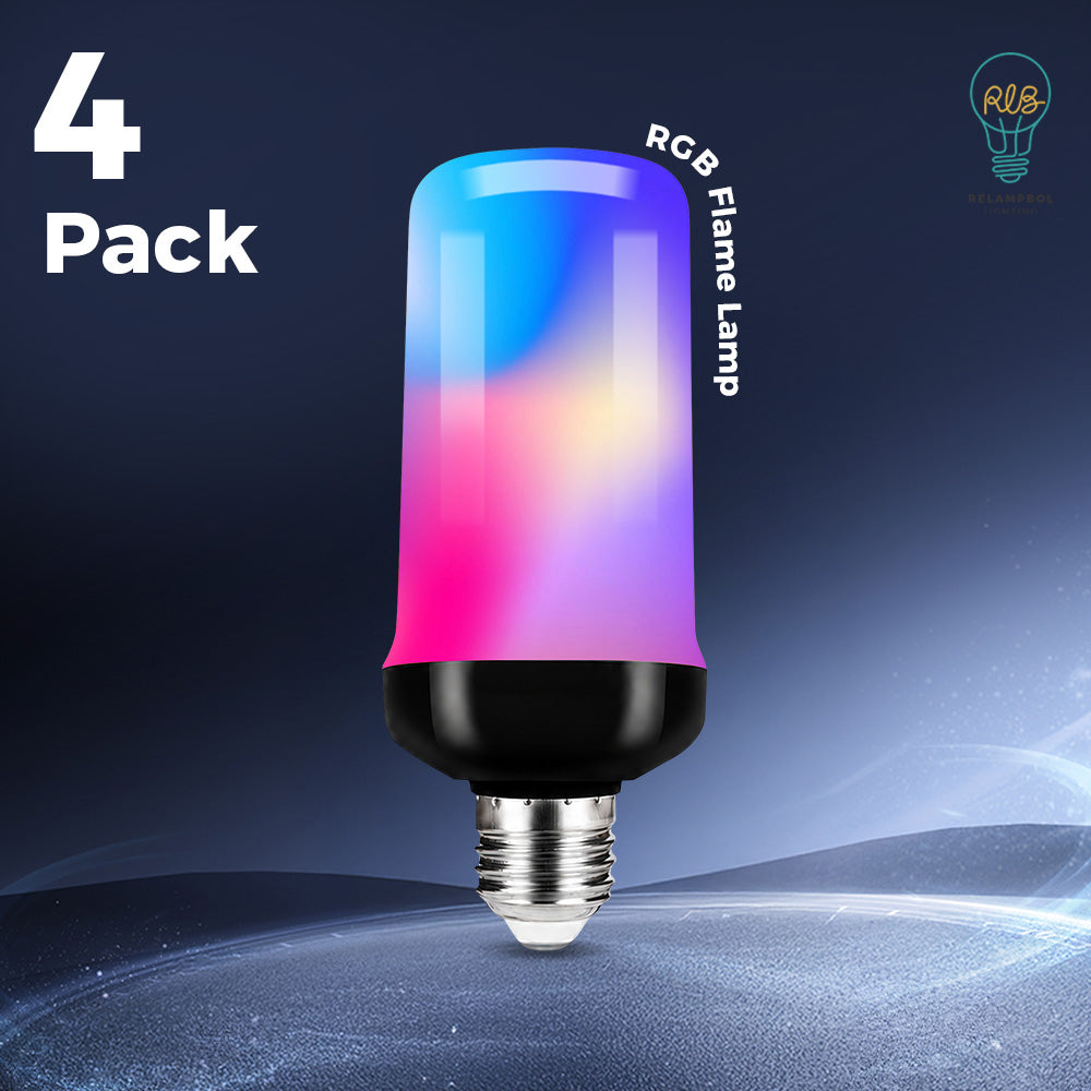 4 pack 1.7W LED Flame Effect RGB Bulb