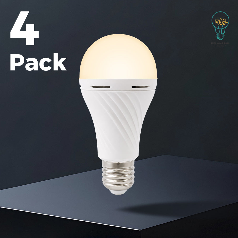 4 Pack A60 7K 3000k Rechargeable Emergency Light Bulb.
